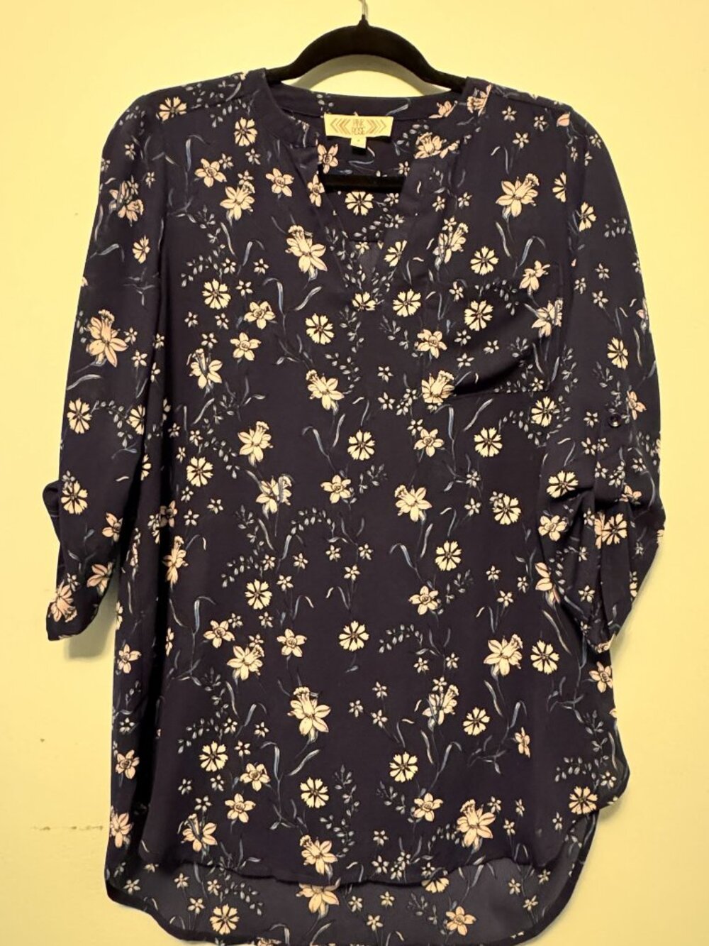Pink Rose Floral Blouse – Navy Multi – Size Small - JK0477